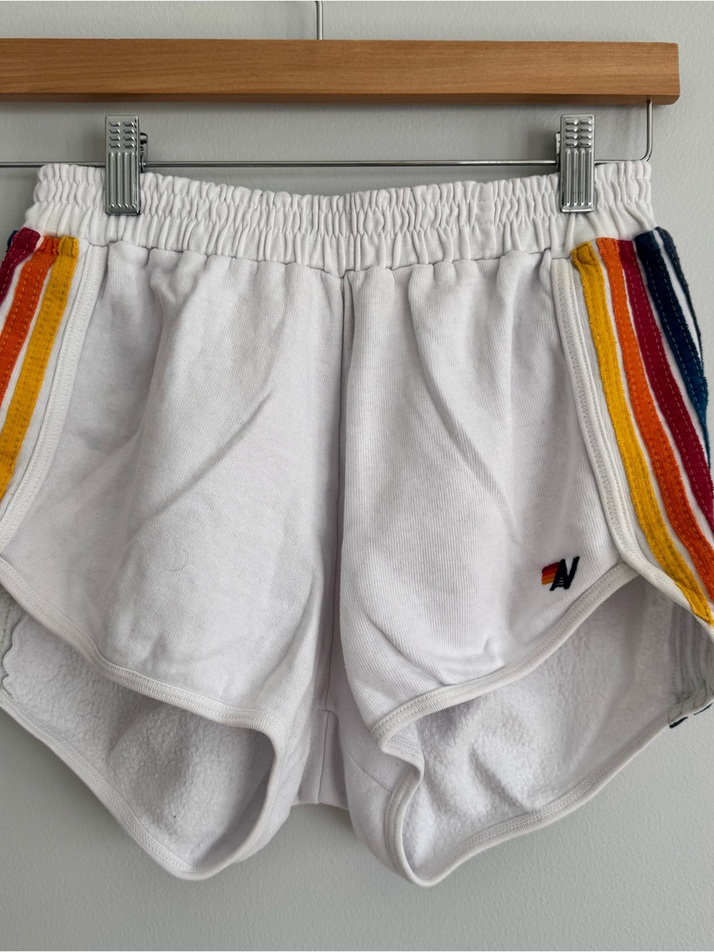 White Aviator Nation 5 STRIPE JOGGER SHORTS